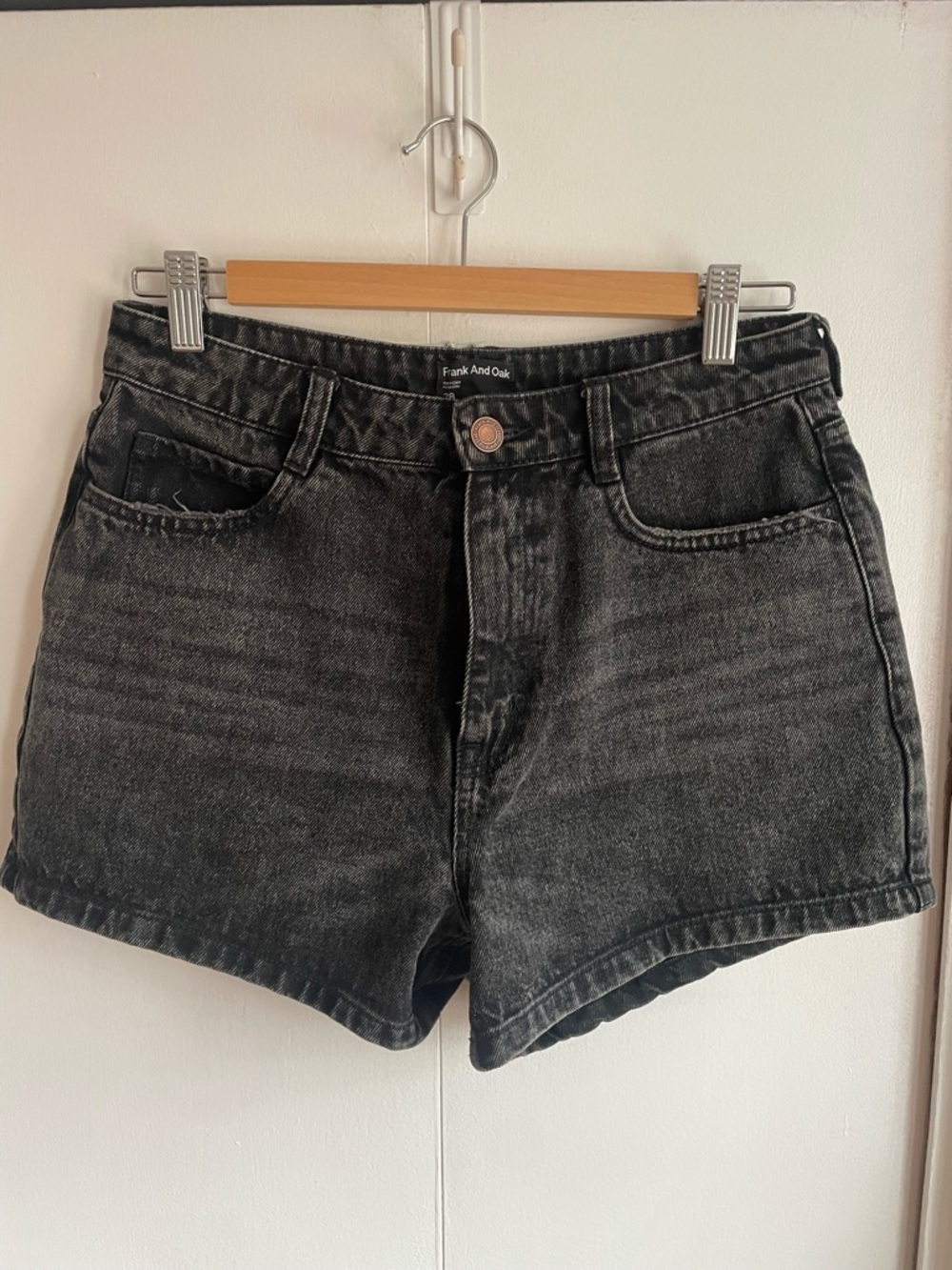 Frank and Oak Black Denim Shorts